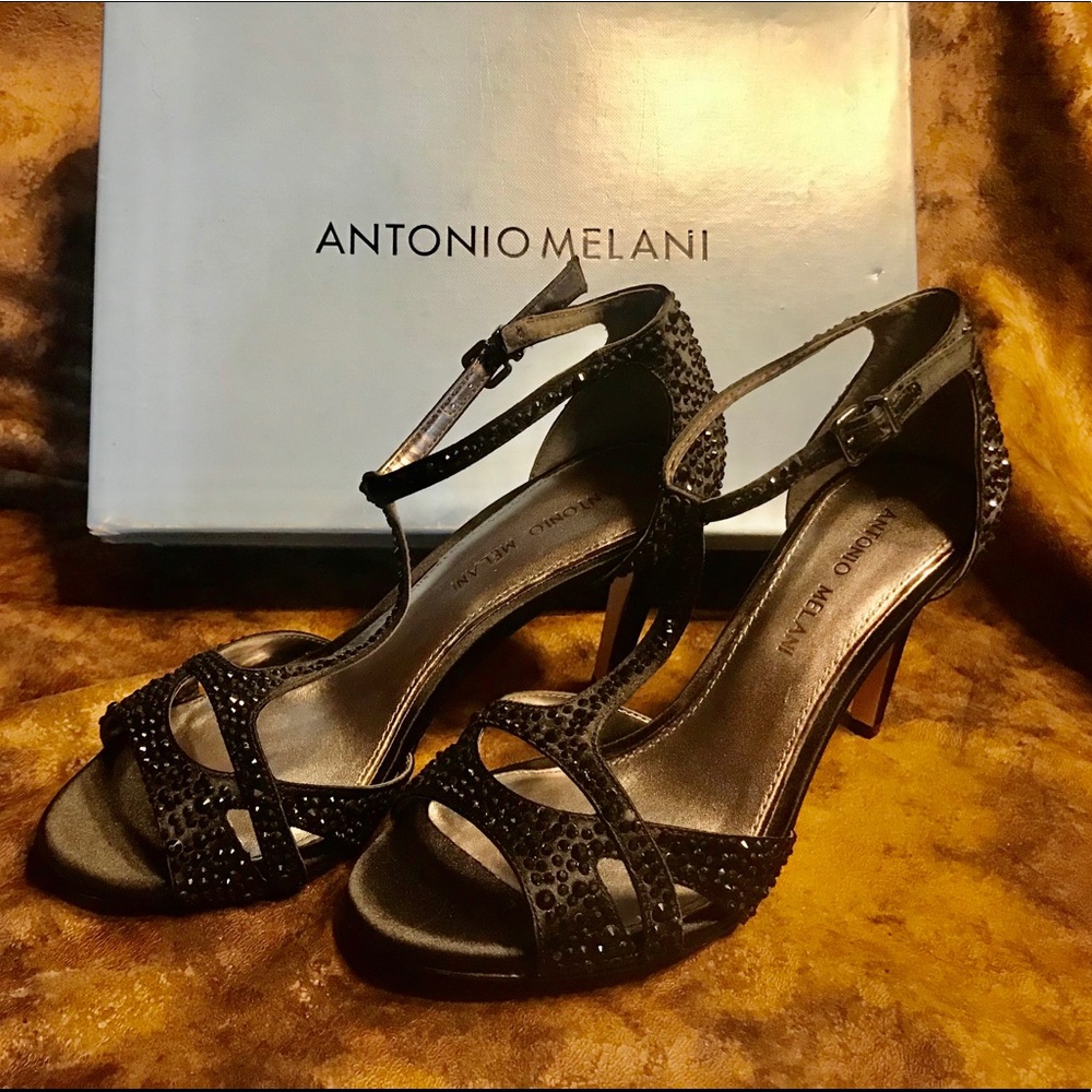 Antonio Melani black satin pumps